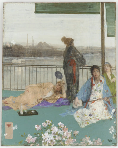 Reproduction du tableau « Variations de couleur de chair et de vert — Le Balcon - James Abbott McNeill Whistler » par Alpha Reproduction en peinture à l’huile