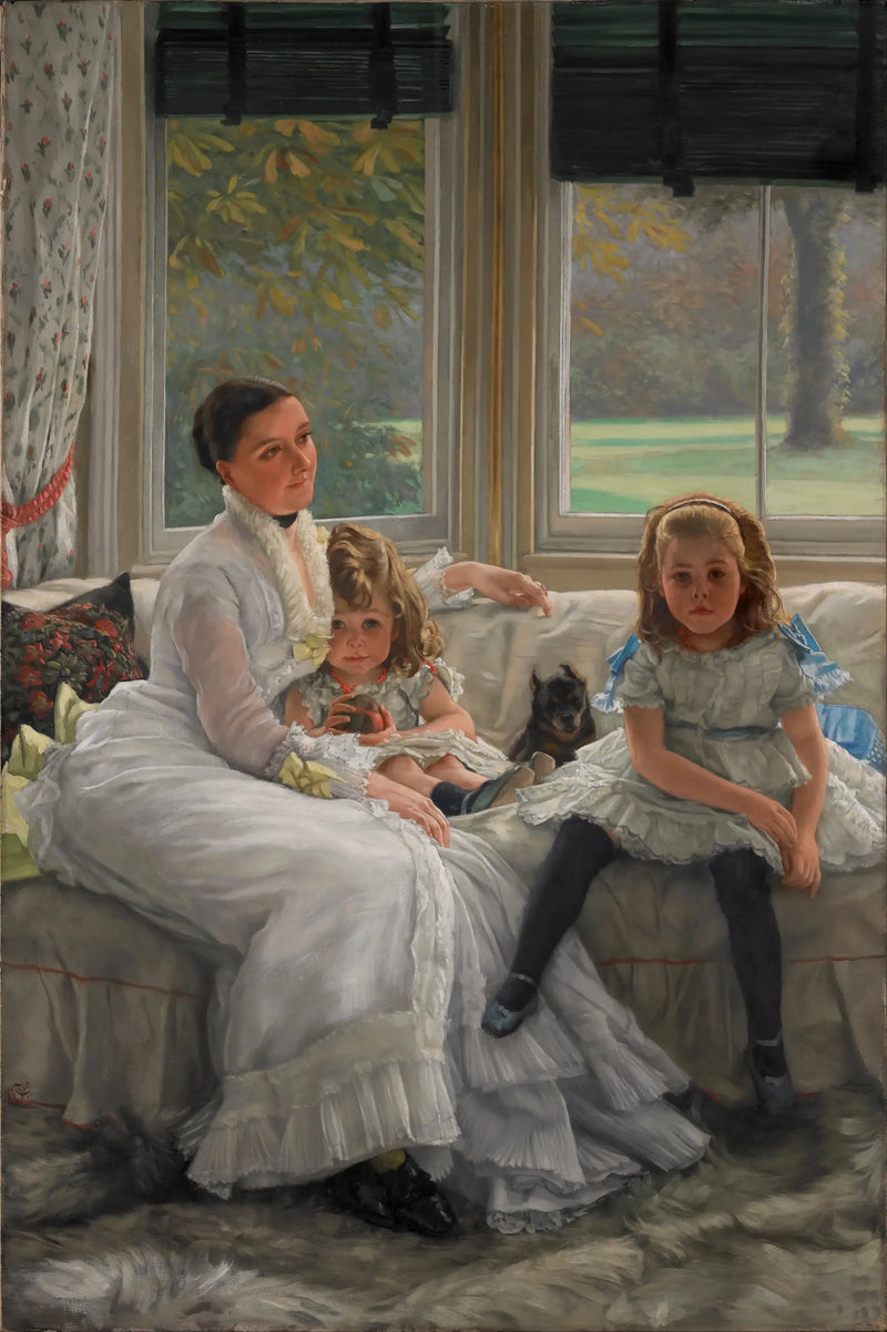 Mme Catherine Smith Gillin ja kahden hänen lapsensa muotokuva - James Tissot