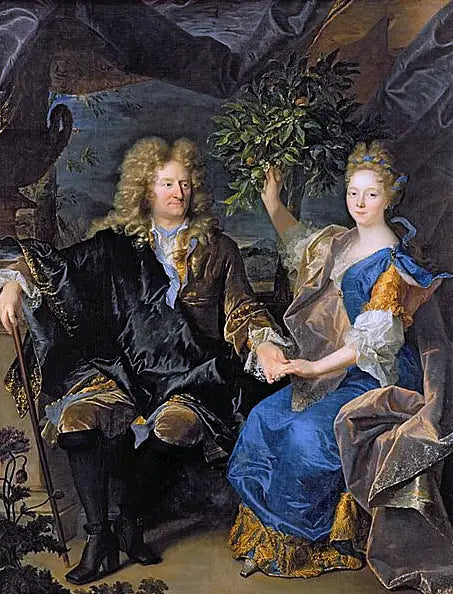 Porträt des Grafen Jan Andrzej Morsztyn und seiner Tochter Isabelle Catherine - Hyacinthe Rigaud