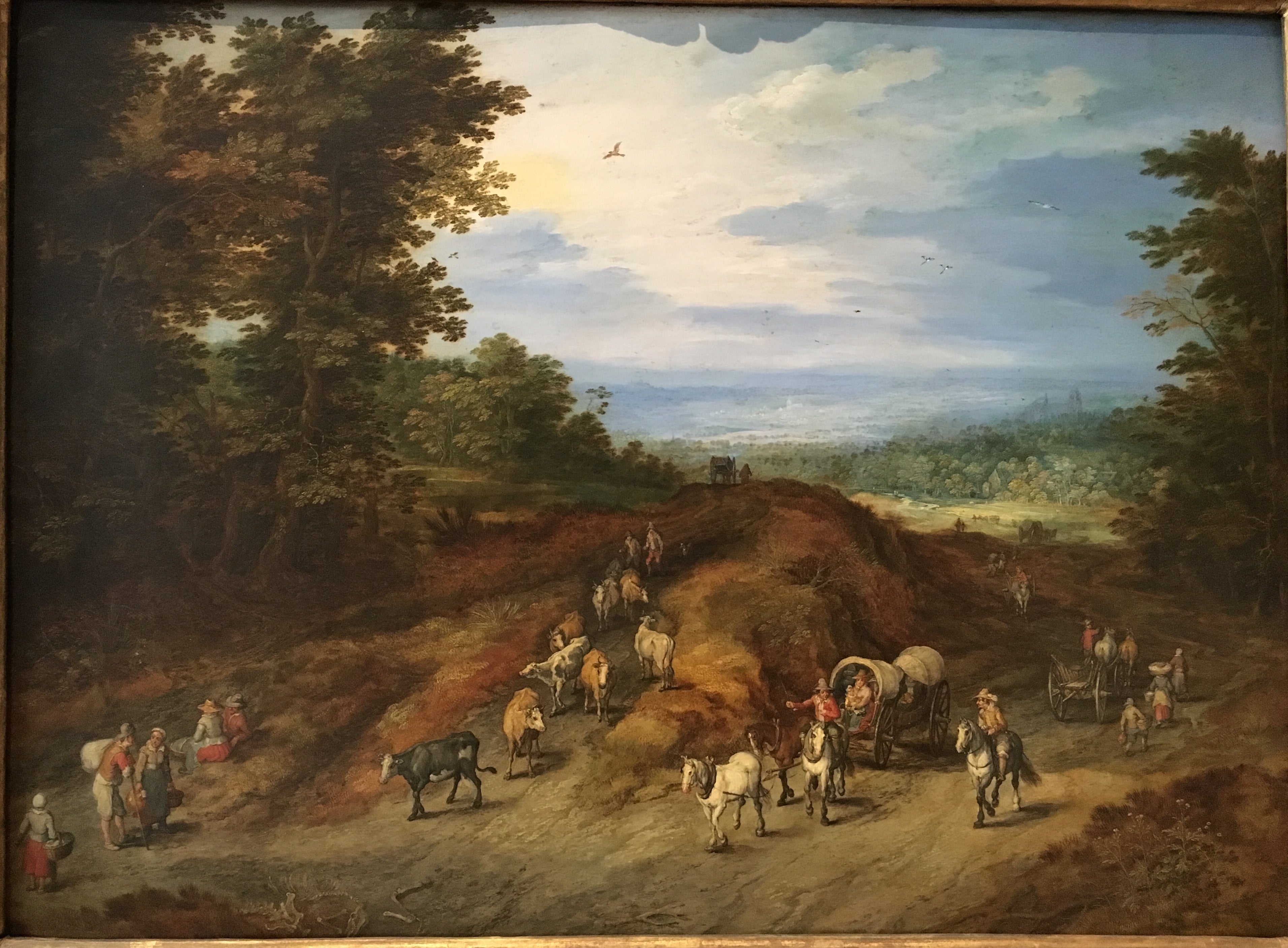 Route de campagne avec bétail et voyageurs - Jan Brueghel l'Ancien