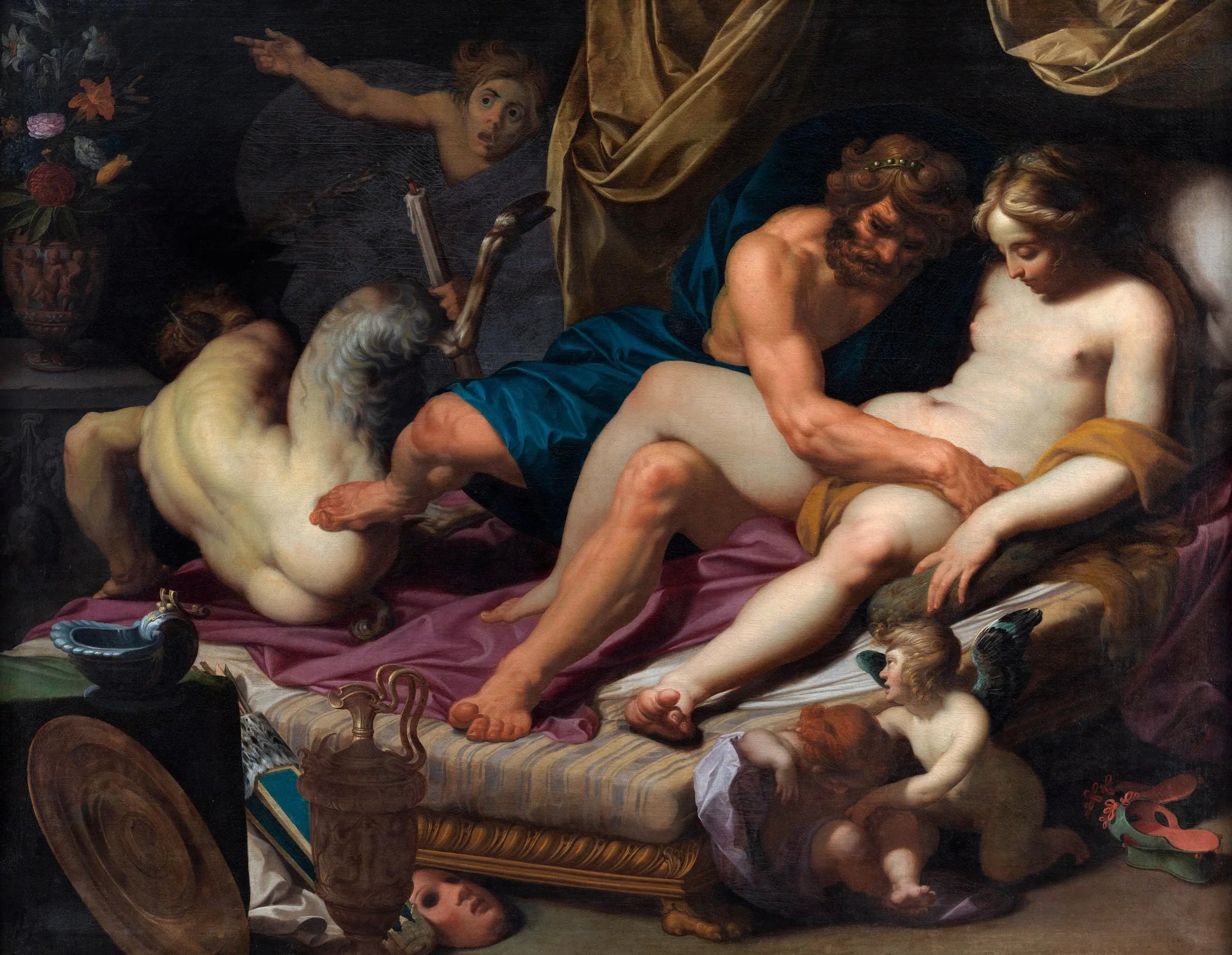Hercule, Pan et Omphale - Abraham Bloemaert image 1 copie de tableau peinte à la main