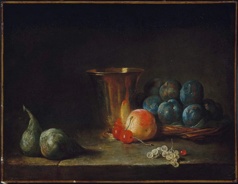 Nature morte avec carafe gobelet en argent et fruits - Jean Siméon Chardin - Alpha Reproduction