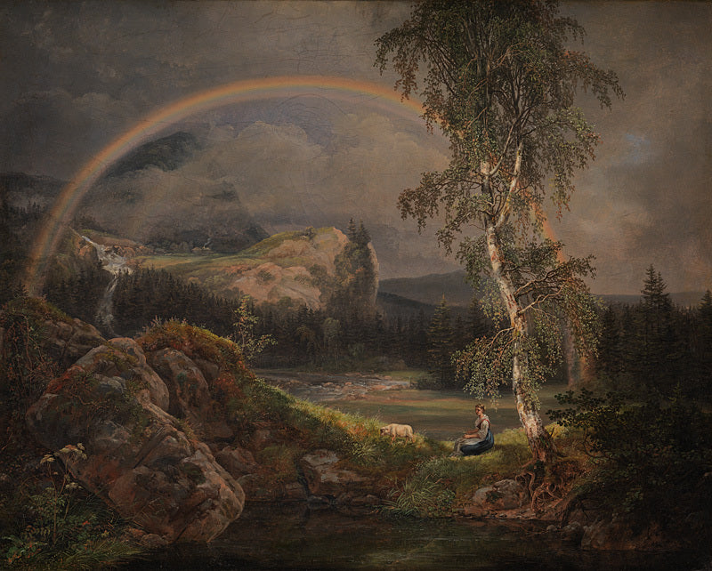 Paysage norvégien avec arc-en-ciel, Johan Christian Dahl, 1821, peinture à l’huile