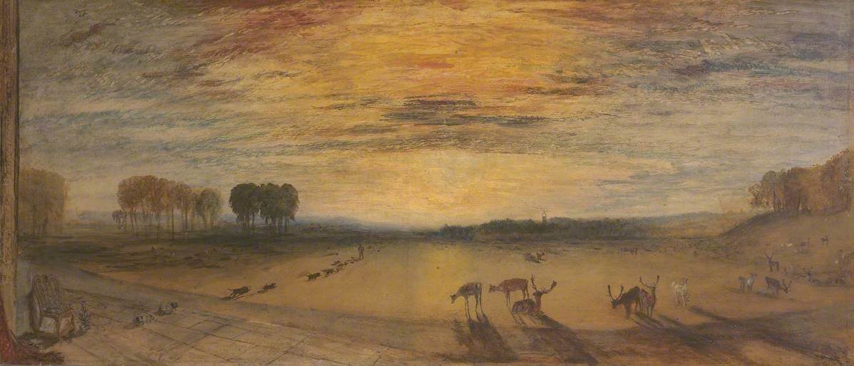 Reproduction du tableau « Petworth Park: Tillington Church in the Distance - J. M. W. Turner » par Alpha Reproduction en peinture à l’huile