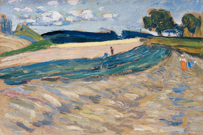 Maisema keltaisella pellolla - Vassily Kandinsky