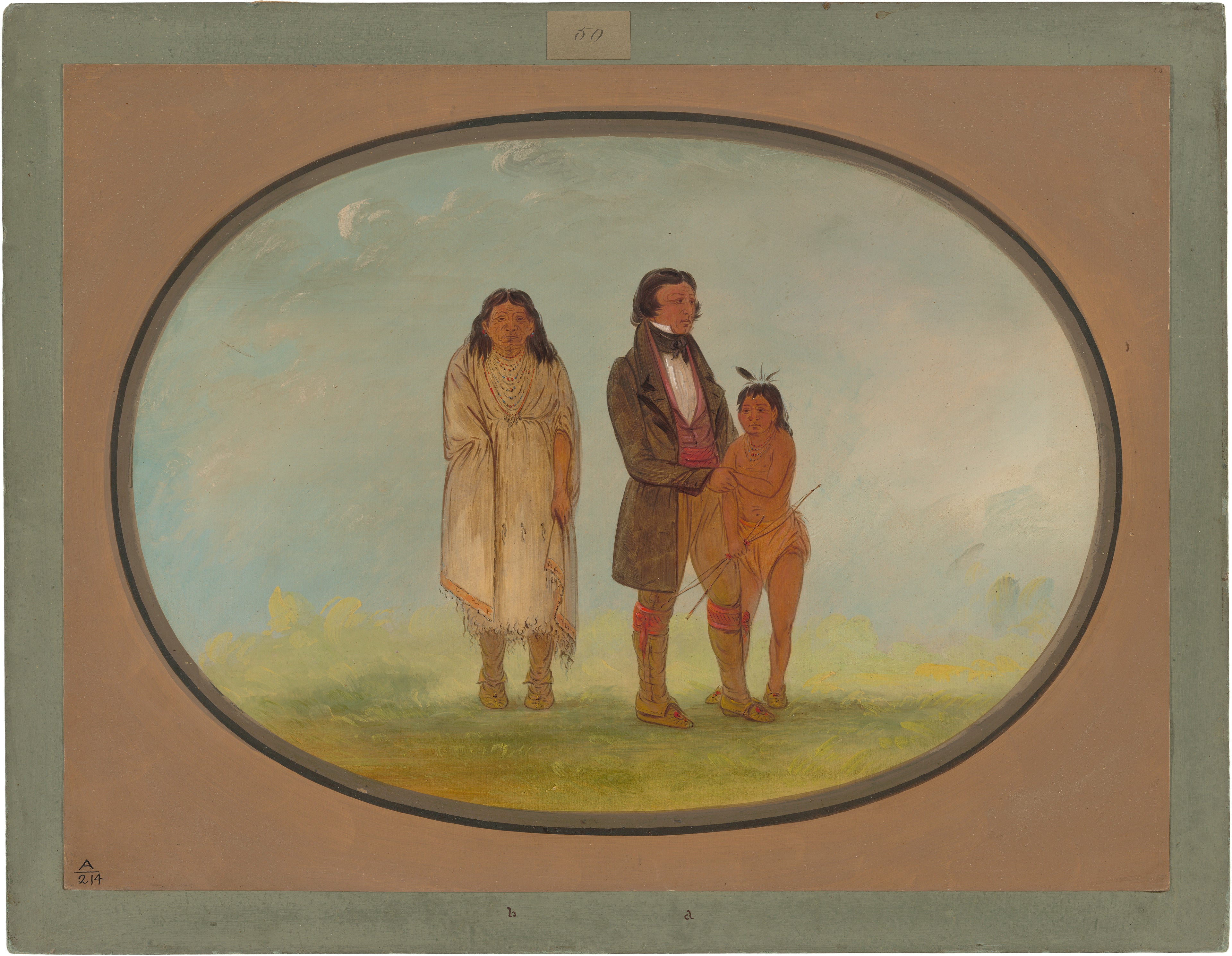 Chef Kaskaskia, sa mère et son fils - George Catlin