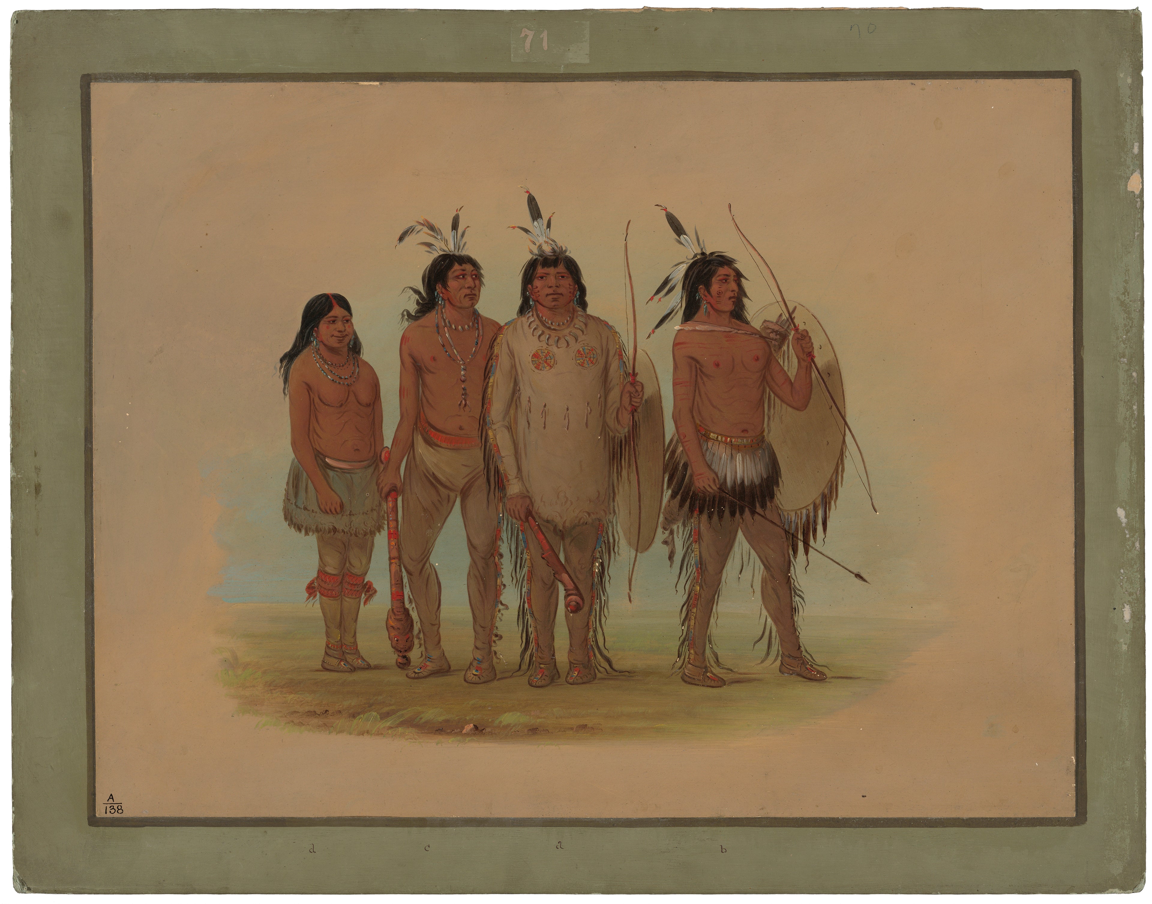 Chef Kiowa, sa femme et deux guerriers - George Catlin