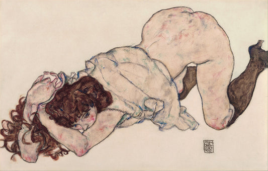 ✨ Polvistunut nuori tyttö, kyynärpäiden varassa – Egon Schiele (1917)