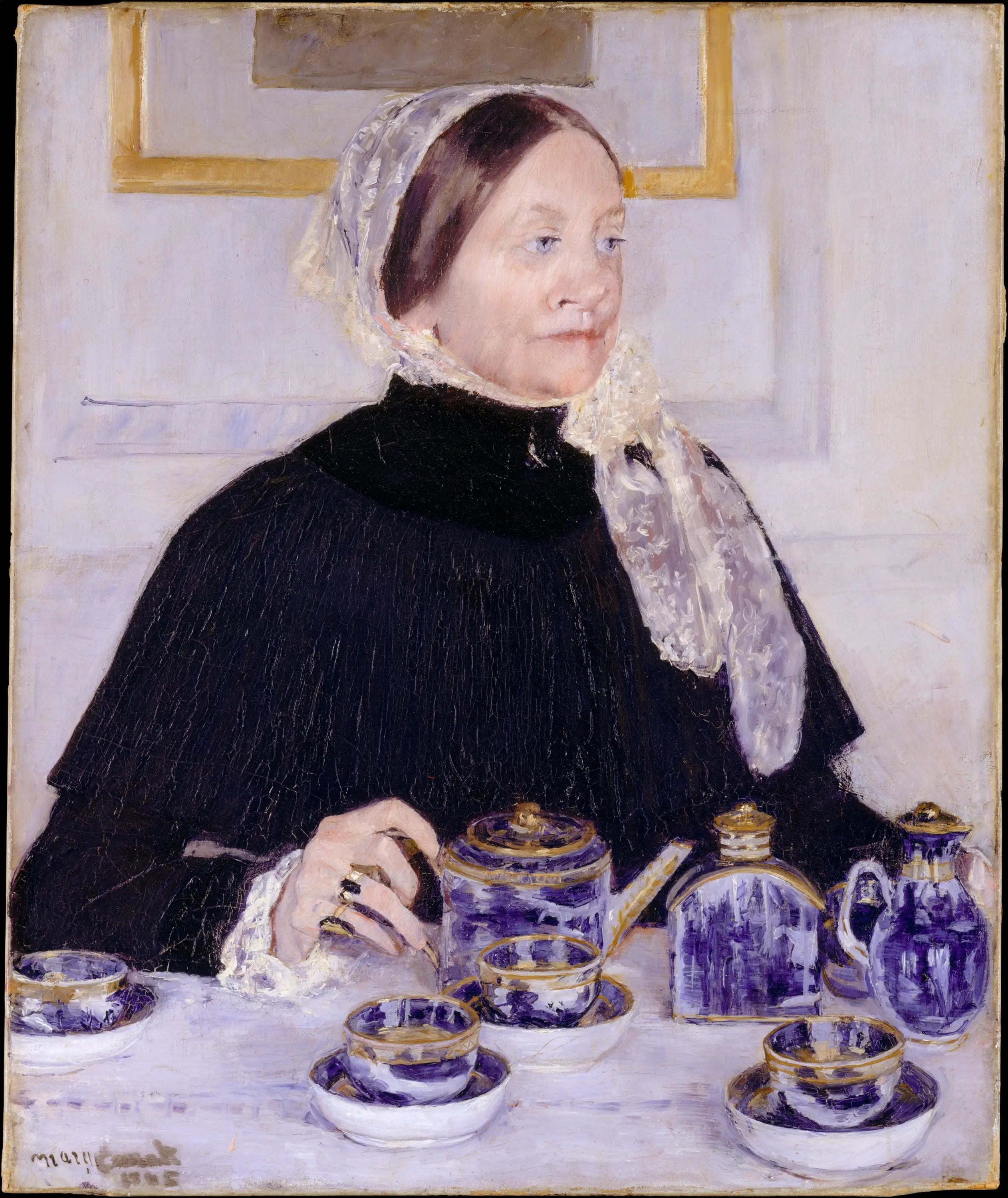 Reproduction du tableau « Dame à sa table à thé - Mary Cassatt » par Alpha Reproduction en peinture à l’huile