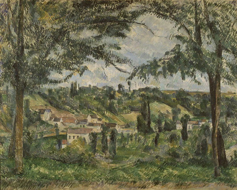 Le Hameau des Pâtis à Pontoise, puiden kehystämä - Paul Cézanne