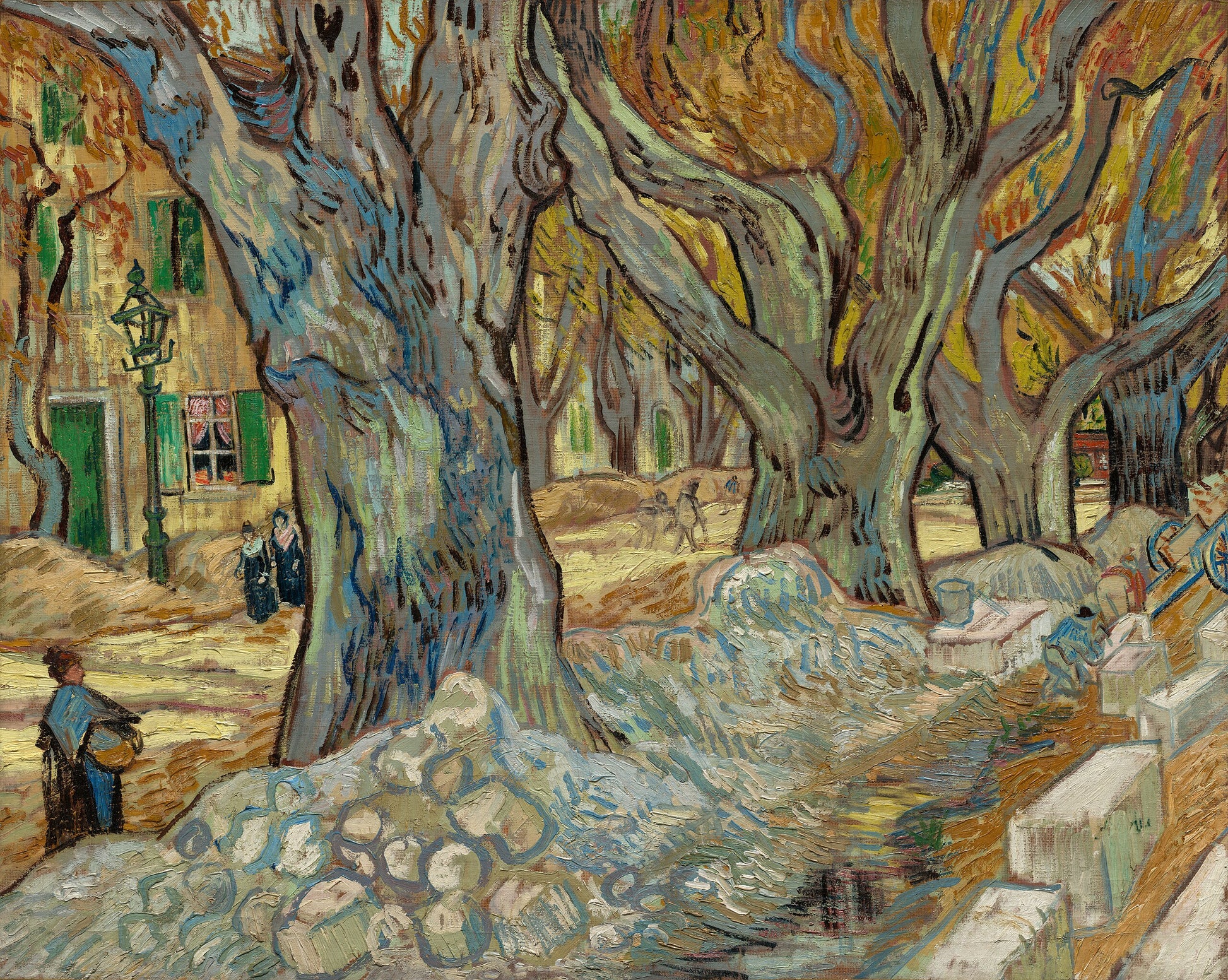 Suuret platanit (Tienrakentajat Saint-Rémyssä) - Vincent van Gogh