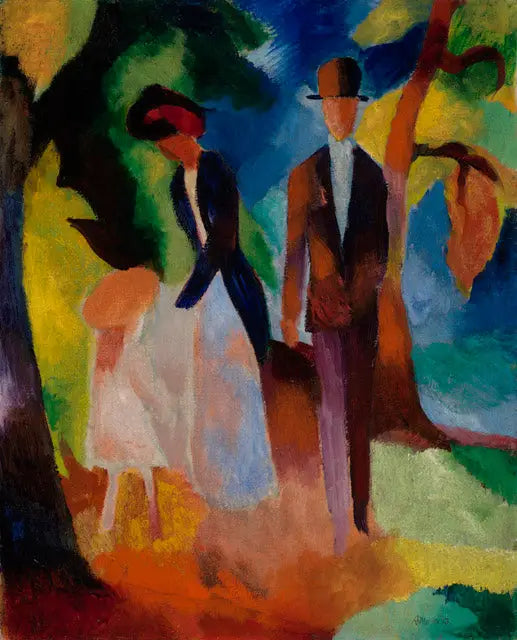 Ihmiset sinisen järven rannalla - August Macke