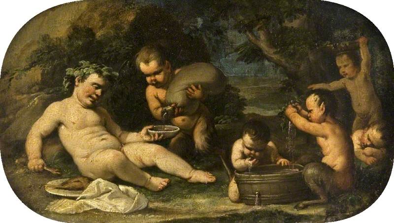 Bacchus et les faunes nourrissons - Luca Giordano