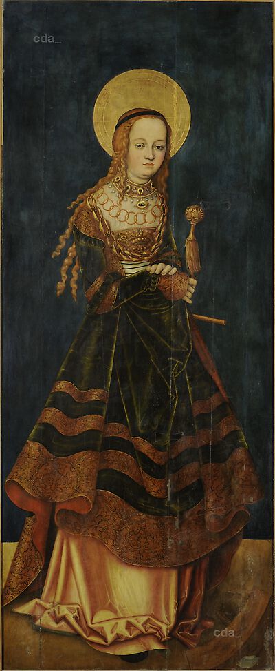 Ailes du retable du chœur ouest de la cathédrale de Naumbourg [aile gauche] : Sainte Catherine [extérieur] - Lucas Cranach the Elder