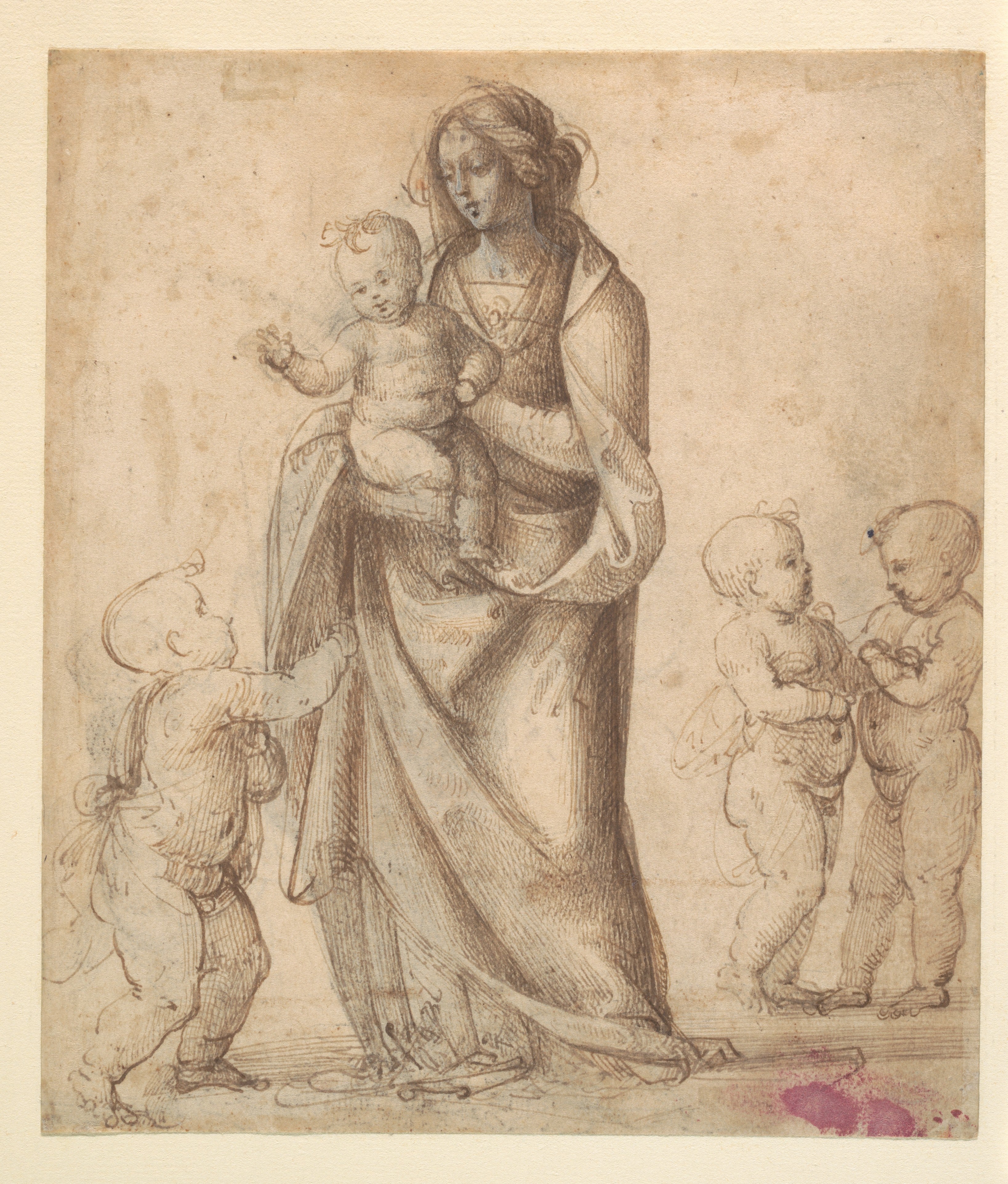 La Vierge à l'Enfant avec le jeune saint Jean-Baptiste et deux putti (recto) ; La Vierge à l'Enfant avec le jeune saint Jean-Baptiste et un putto (verso) - Fra Bartolomeo