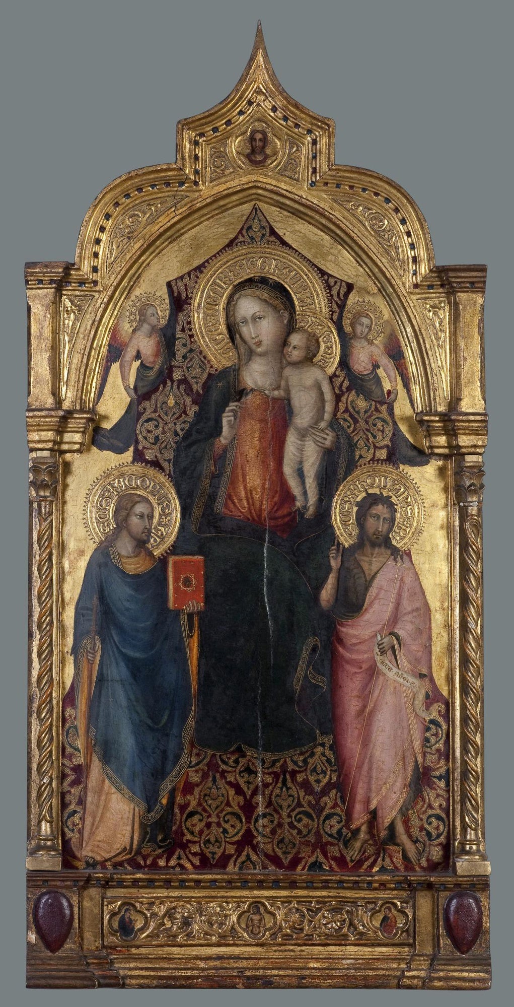 La Vierge à l'Enfant, avec saint Jacques le Jeune, saint Jean-Baptiste et des anges - Bicci di Lorenzo