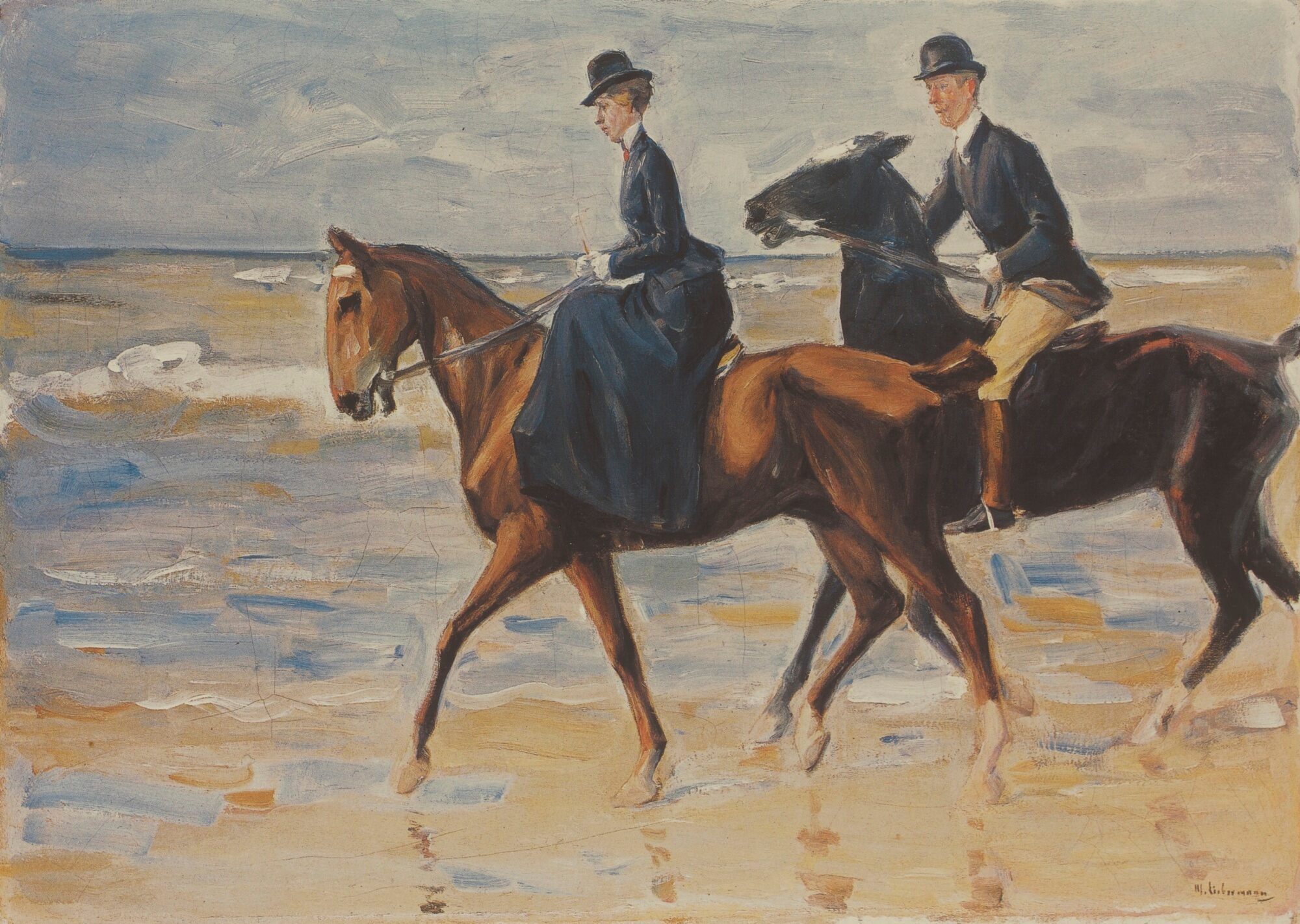 Kaksi ratsastajaa rannalla - Max Liebermann