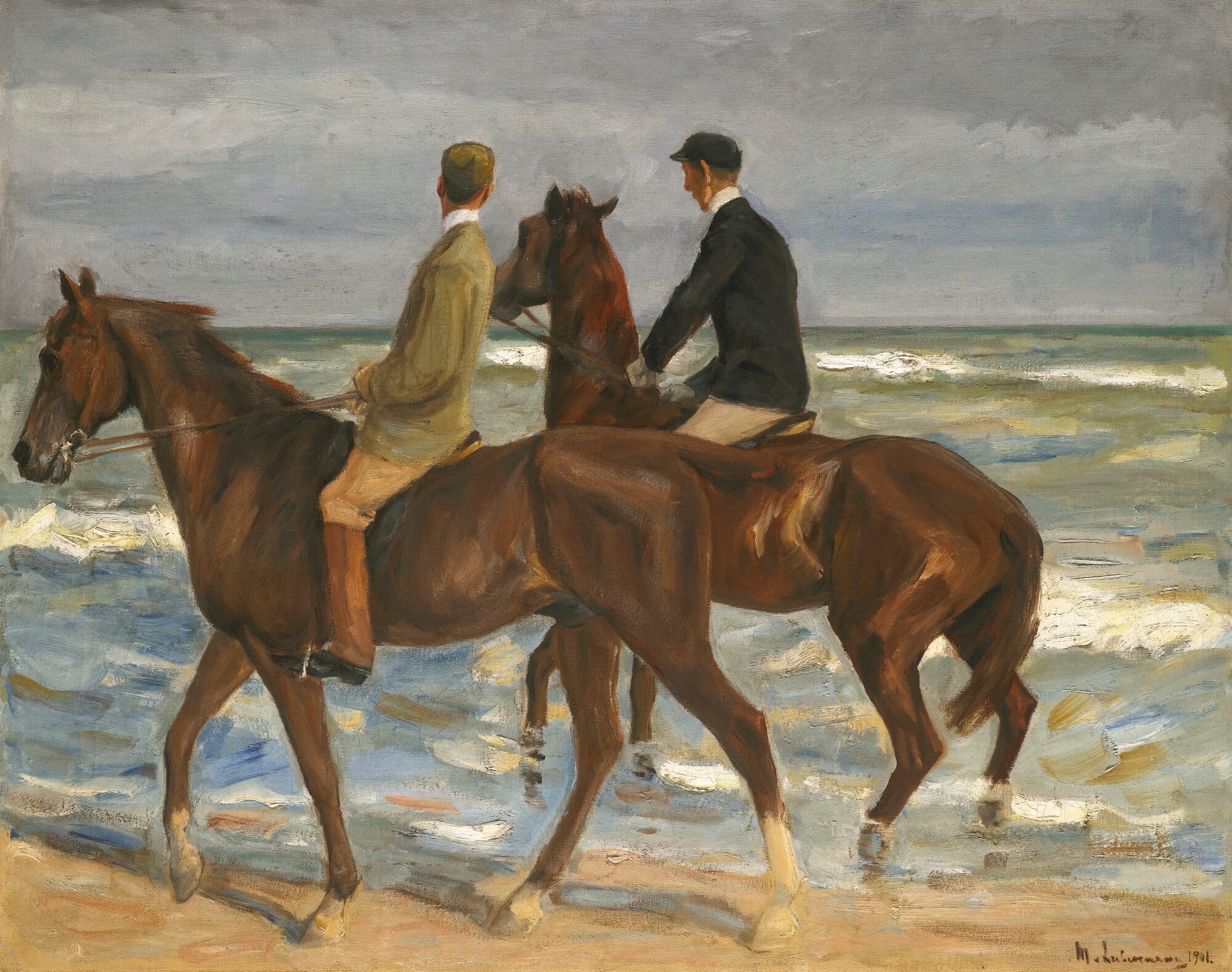 Kaksi ratsastajaa rannalla - Max Liebermann