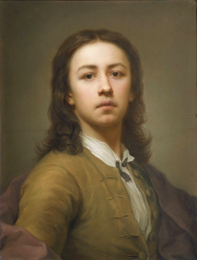 Itsekuvaus punaisessa takissa - Anton Raphael Mengs