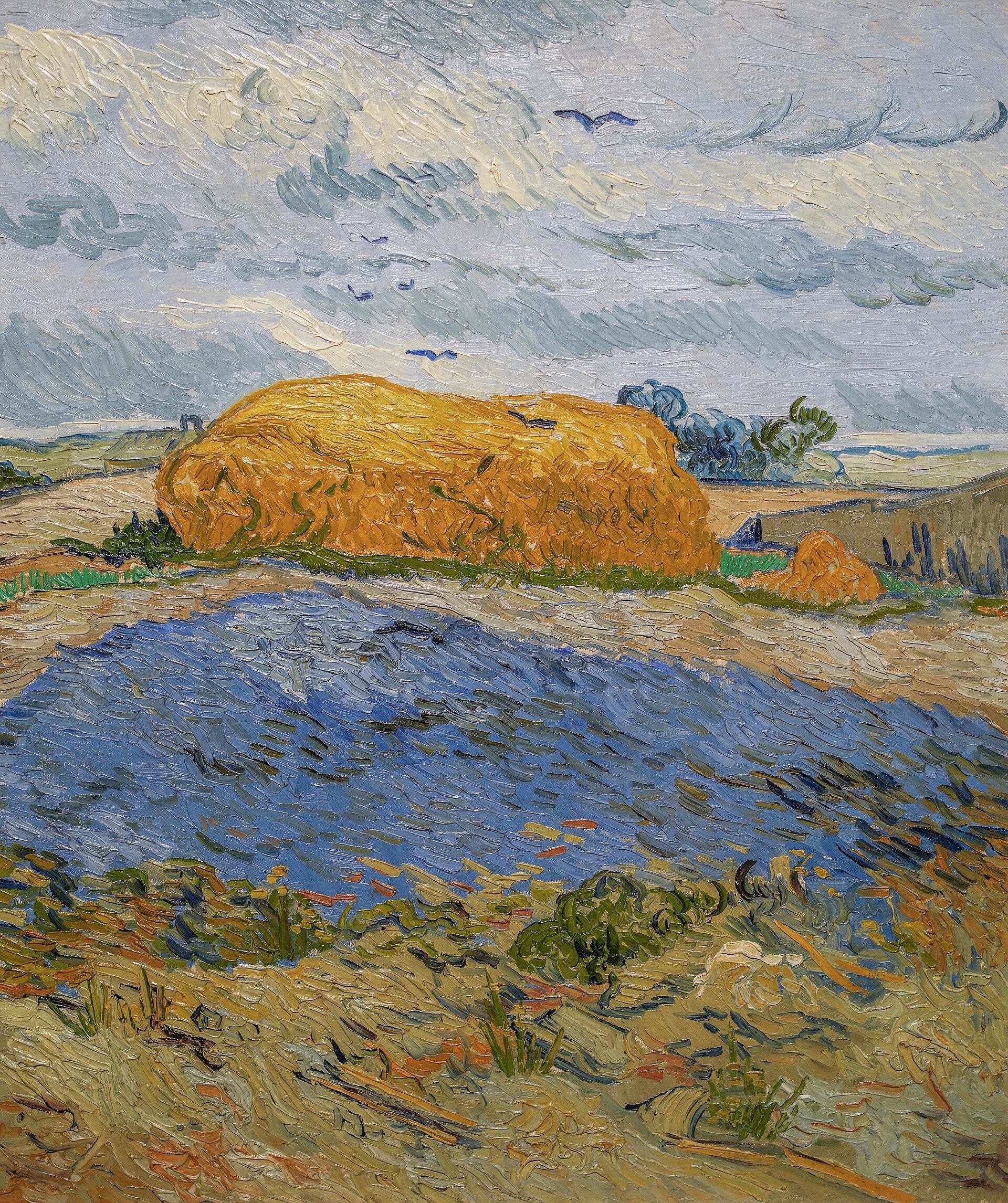 Heinäpaalit sateisessa taivaassa - Vincent van Gogh