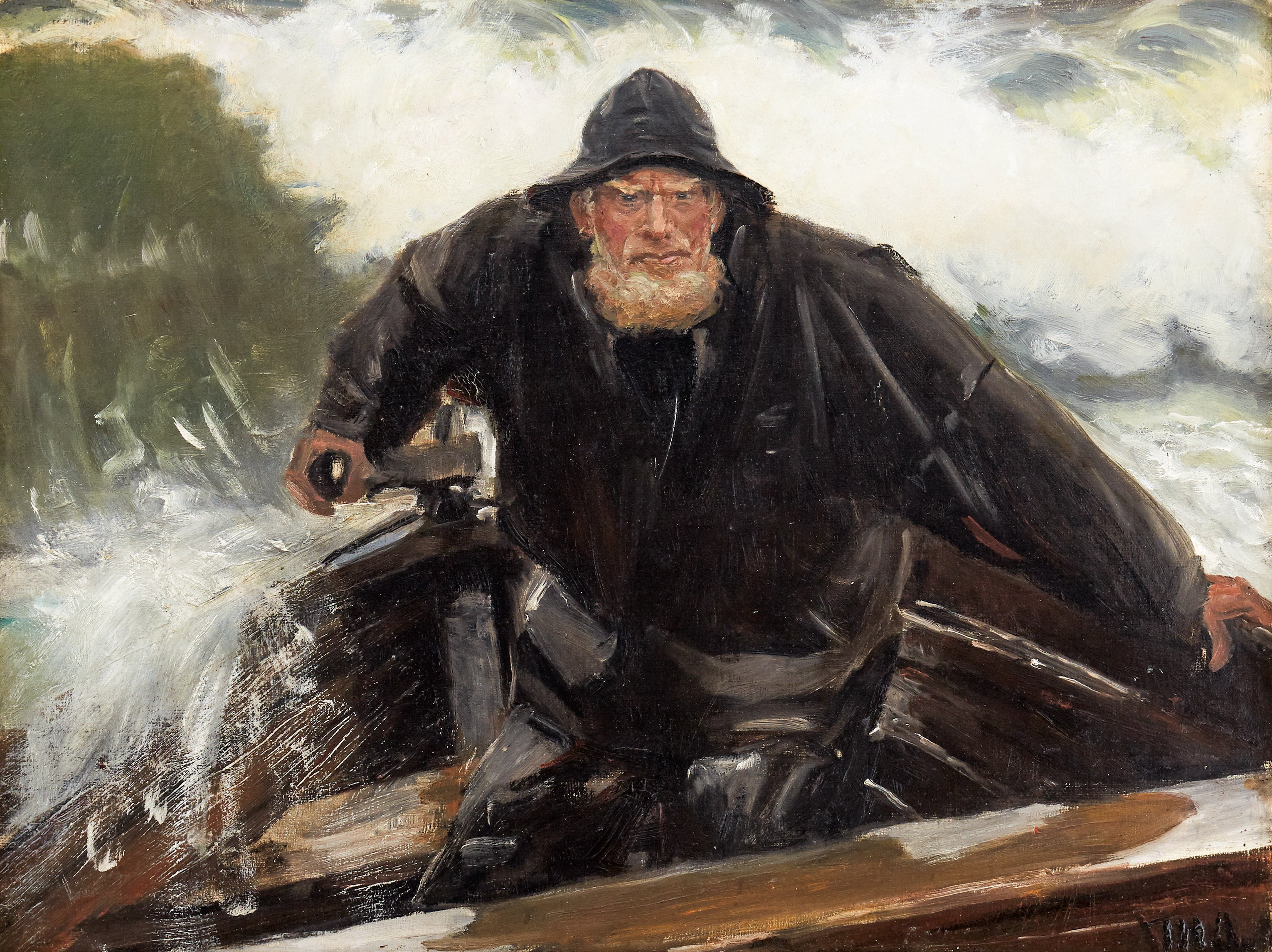 Pêcheur en mer agitée. - Michael Peter Ancher image 1 tableau peint à l’huile sur toile