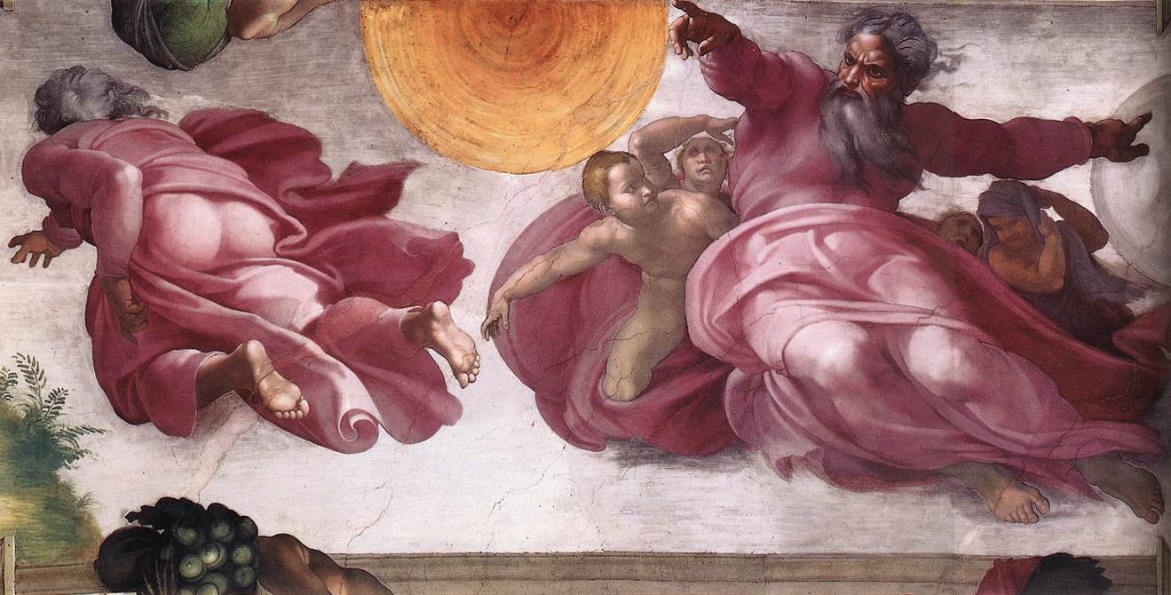 Reproduction du tableau « La Création des étoiles et des plantes - Michel-Ange » par Alpha Reproduction en peinture à l’huile