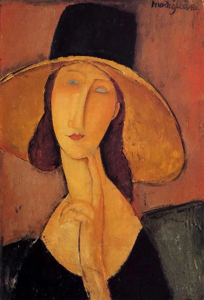 Jeanne Hébuterne suuressa hatussa - Amedeo Modigliani