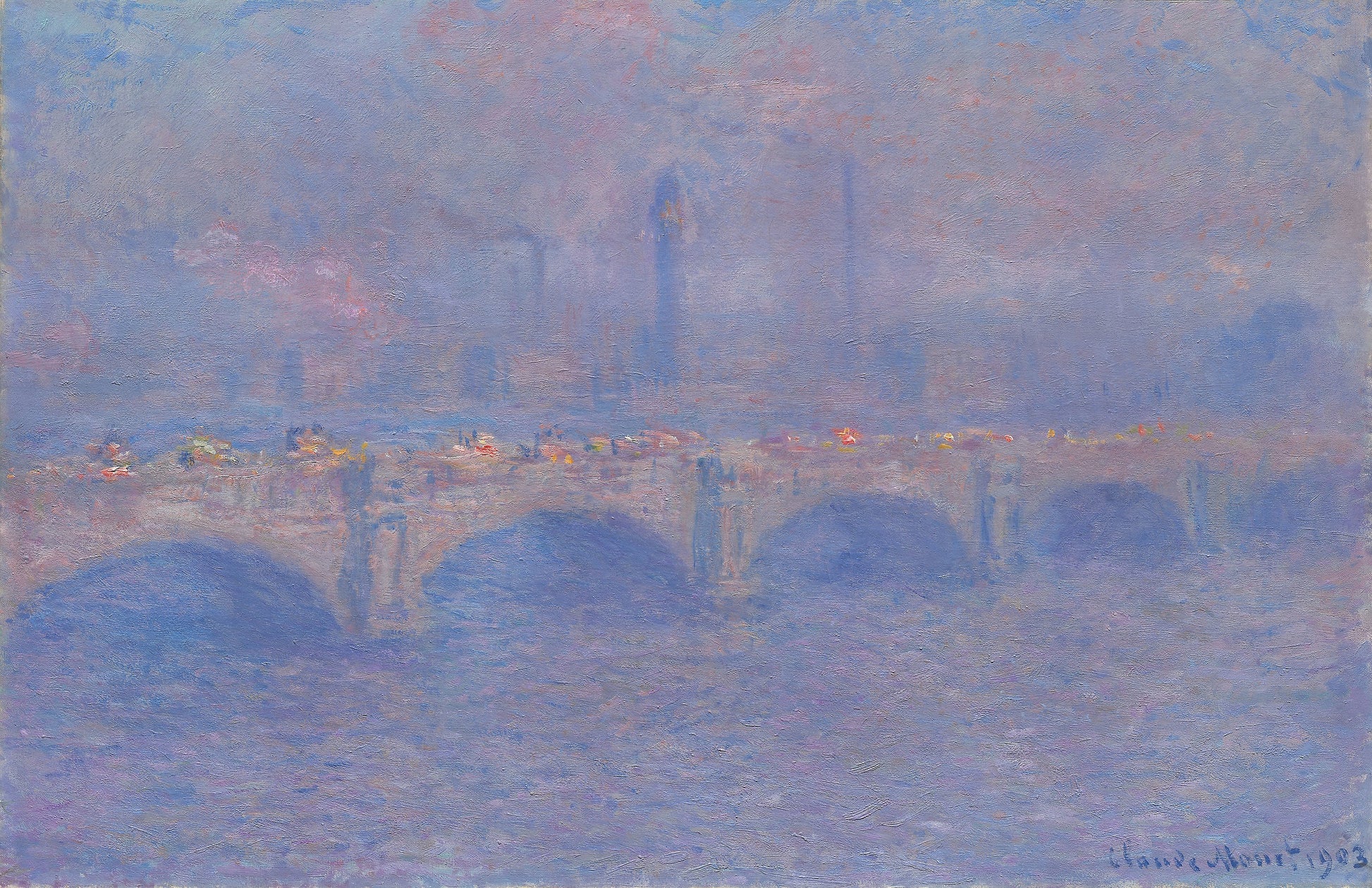 Reproduction du tableau « Le pont de Waterloo, l'effet de la lumière du soleil - Claude Monet » par Alpha Reproduction en peinture à l’huile