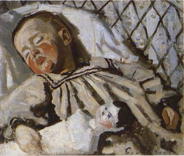 Reproduction du tableau « Jean Monet endormi - Claude Monet » par Alpha Reproduction en peinture à l’huile