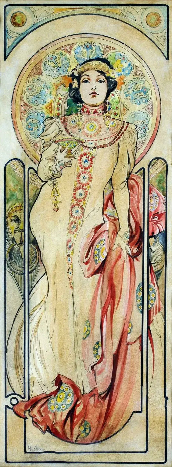 Julisteprojekti Moët et Chandon -samppanjalle. - Alphonse Mucha