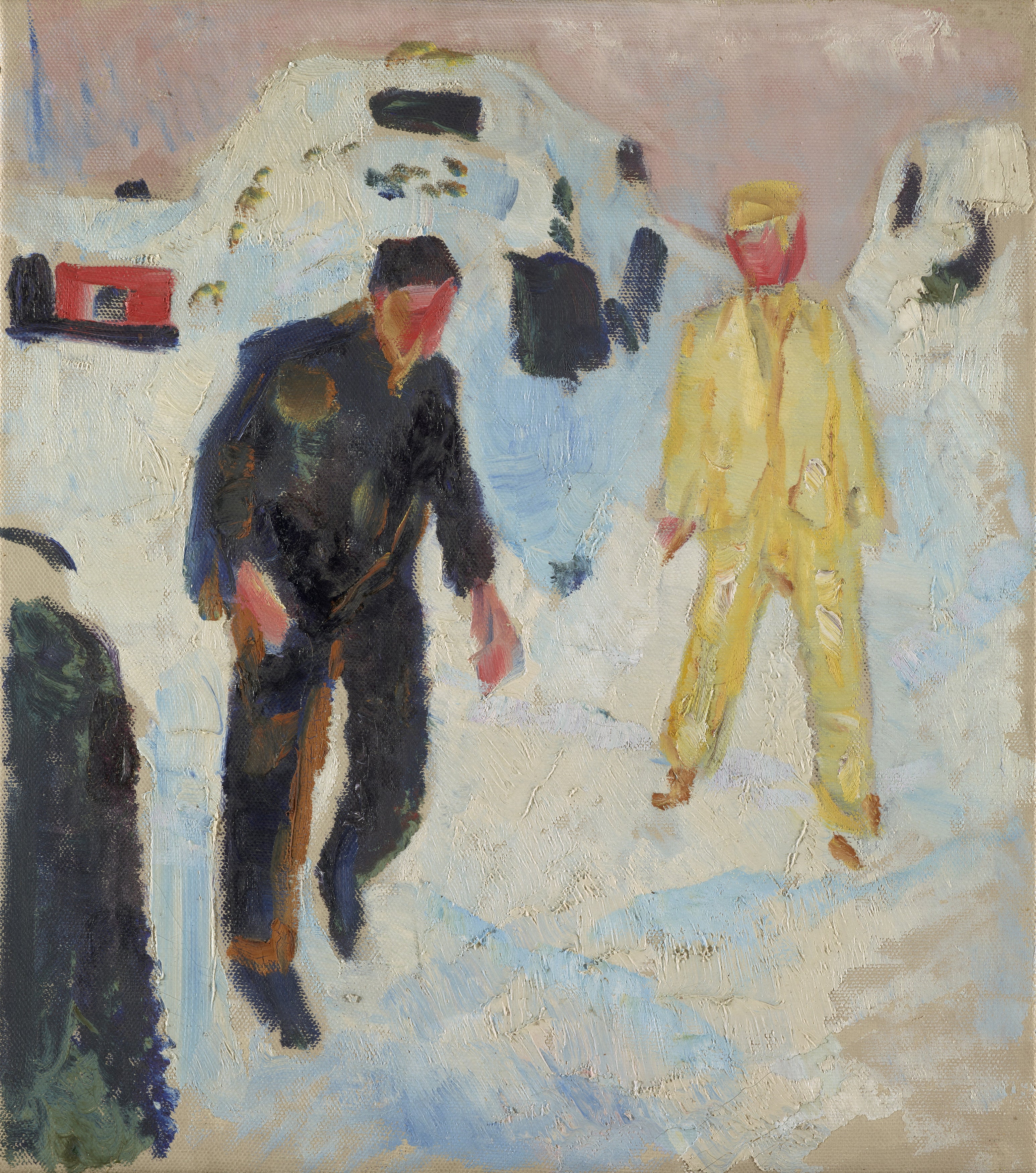 Reproduction du tableau « Homme en noir et jaune dans la neige - Edvard Munch » par Alpha Reproduction en peinture à l’huile
