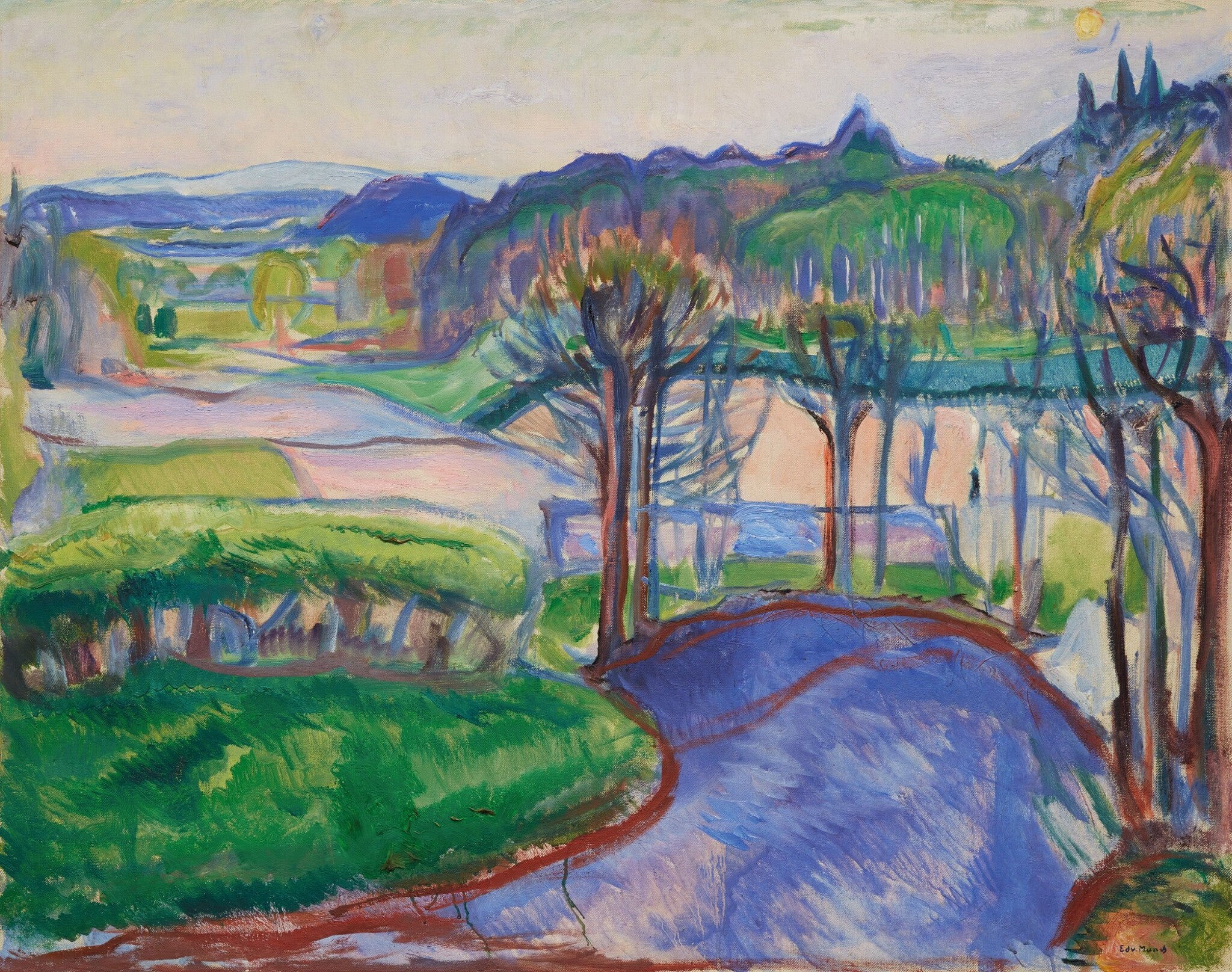 Reproduction du tableau « Paysage de printemps - Edvard Munch » par Alpha Reproduction en peinture à l’huile