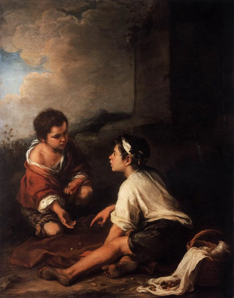Kaksi poikaa pelaamassa noppaa - Bartolomé Esteban Murillo