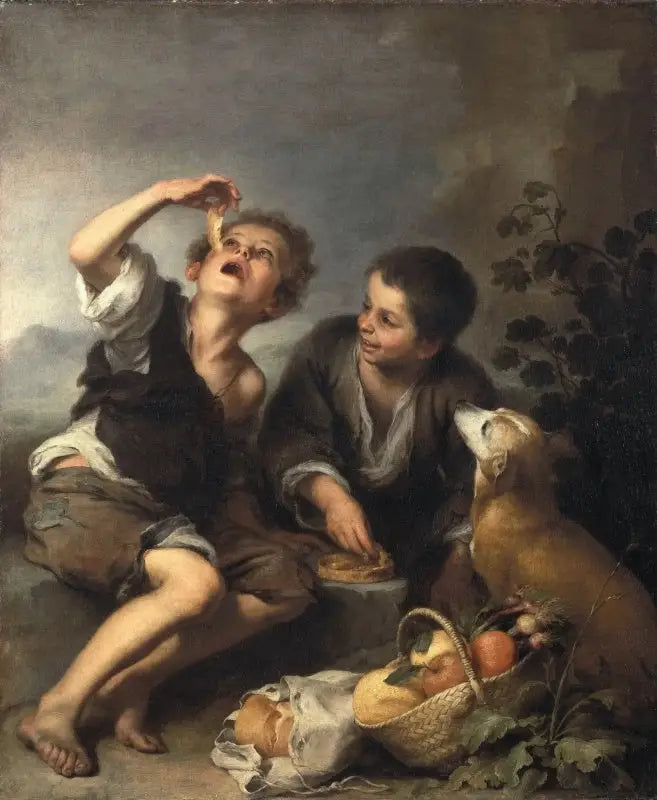 Lapset syömässä kakkua - Bartolomé Esteban Murillo