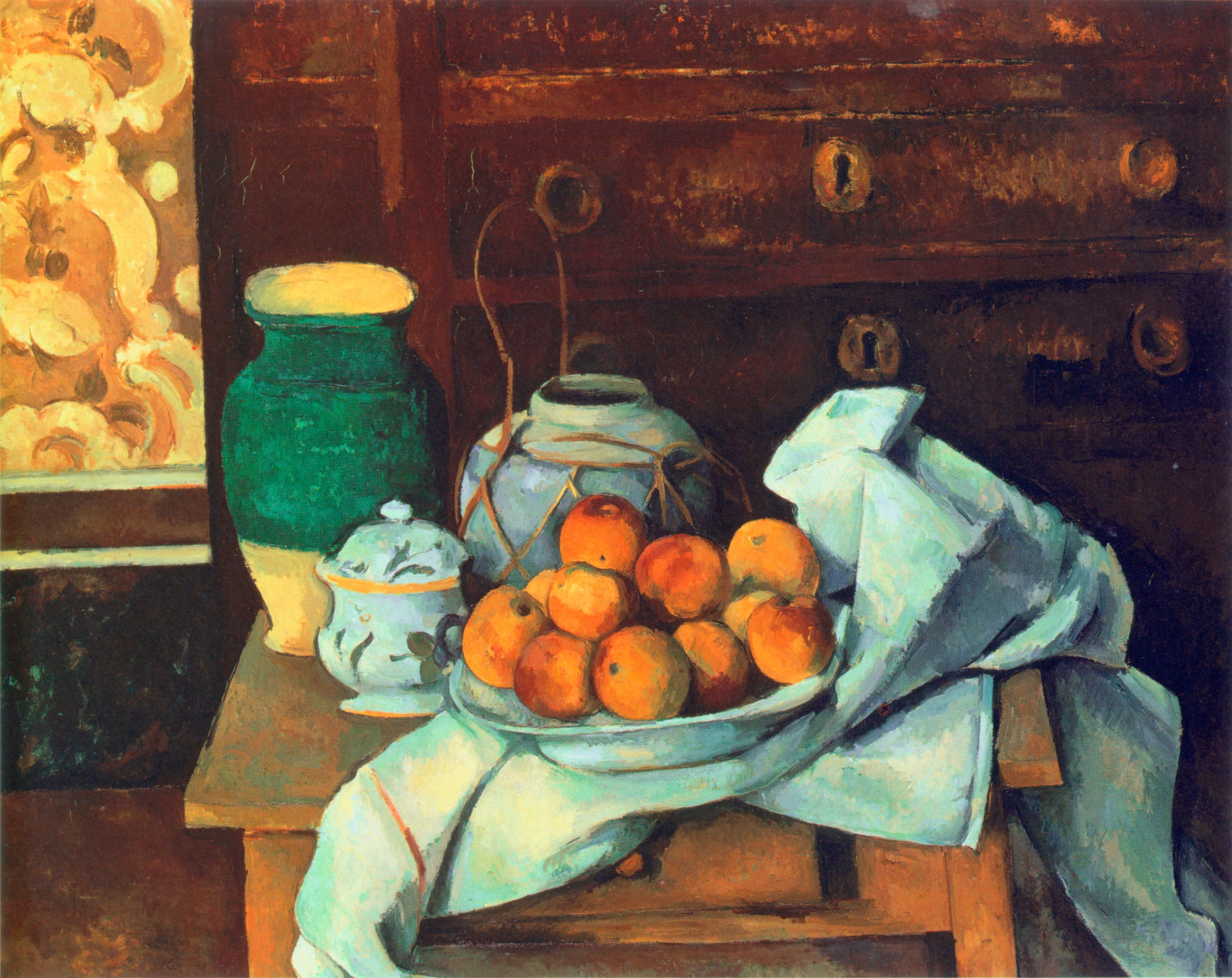 Reproduction du tableau « Nature morte avec commode - Paul Cézanne » par Alpha Reproduction en peinture à l’huile