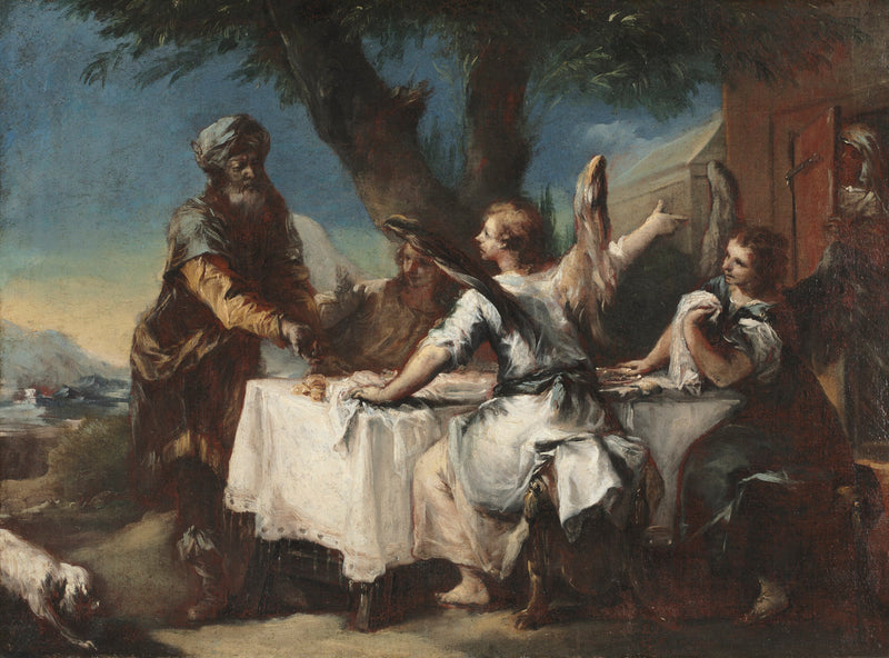 Abraham vastaanottaa kolme enkeliä - Francesco Guardi