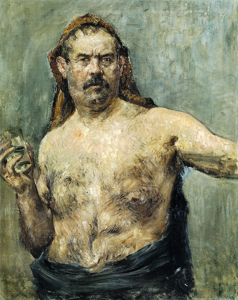 Omakuva lasin kanssa - Lovis Corinth