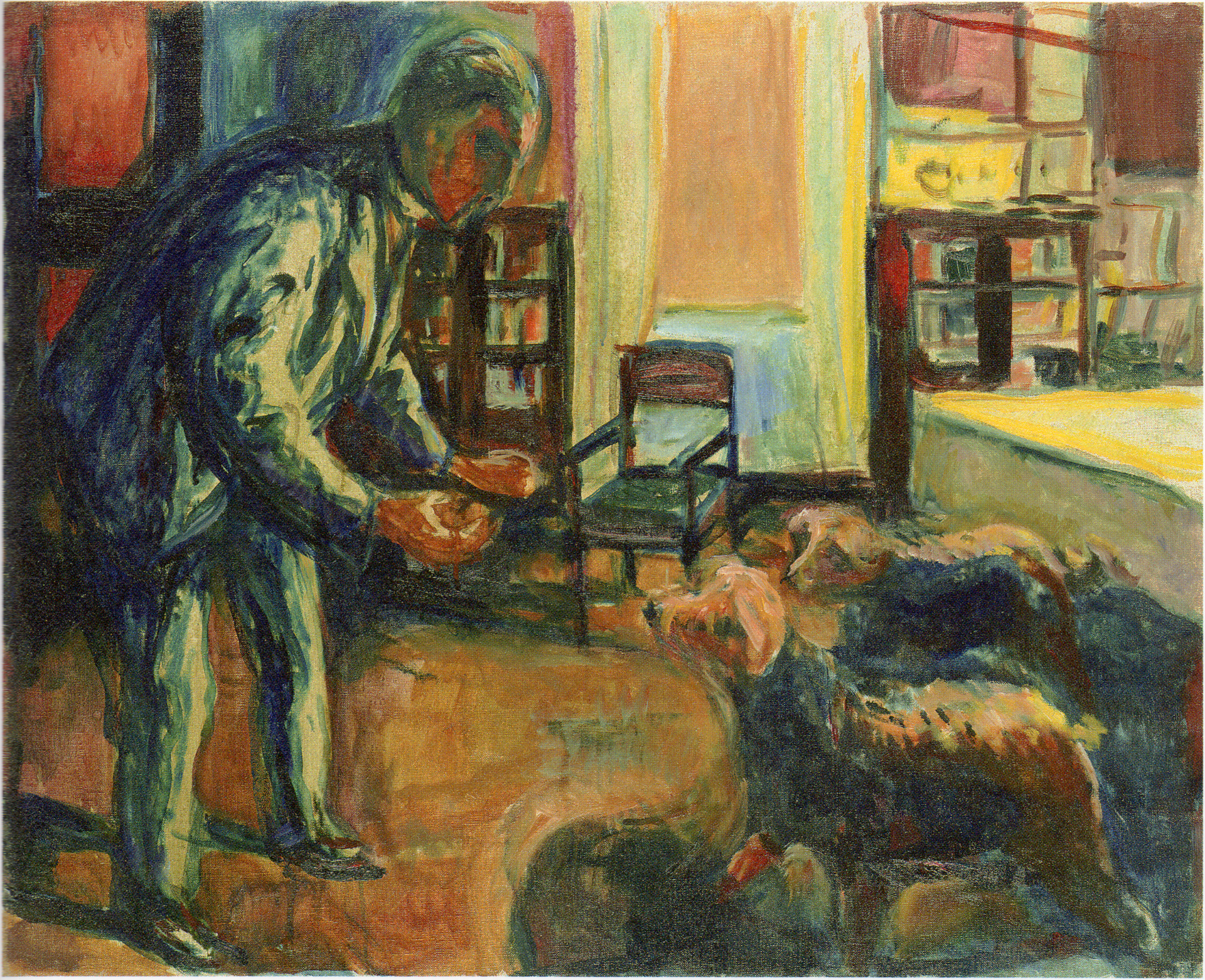 Itseportrai koirien kanssa - Edvard Munch