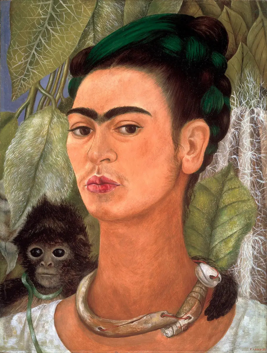 Reproduction du tableau « Autoportrait avec un singe - Frida Kahlo » par Alpha Reproduction en peinture à l’huile