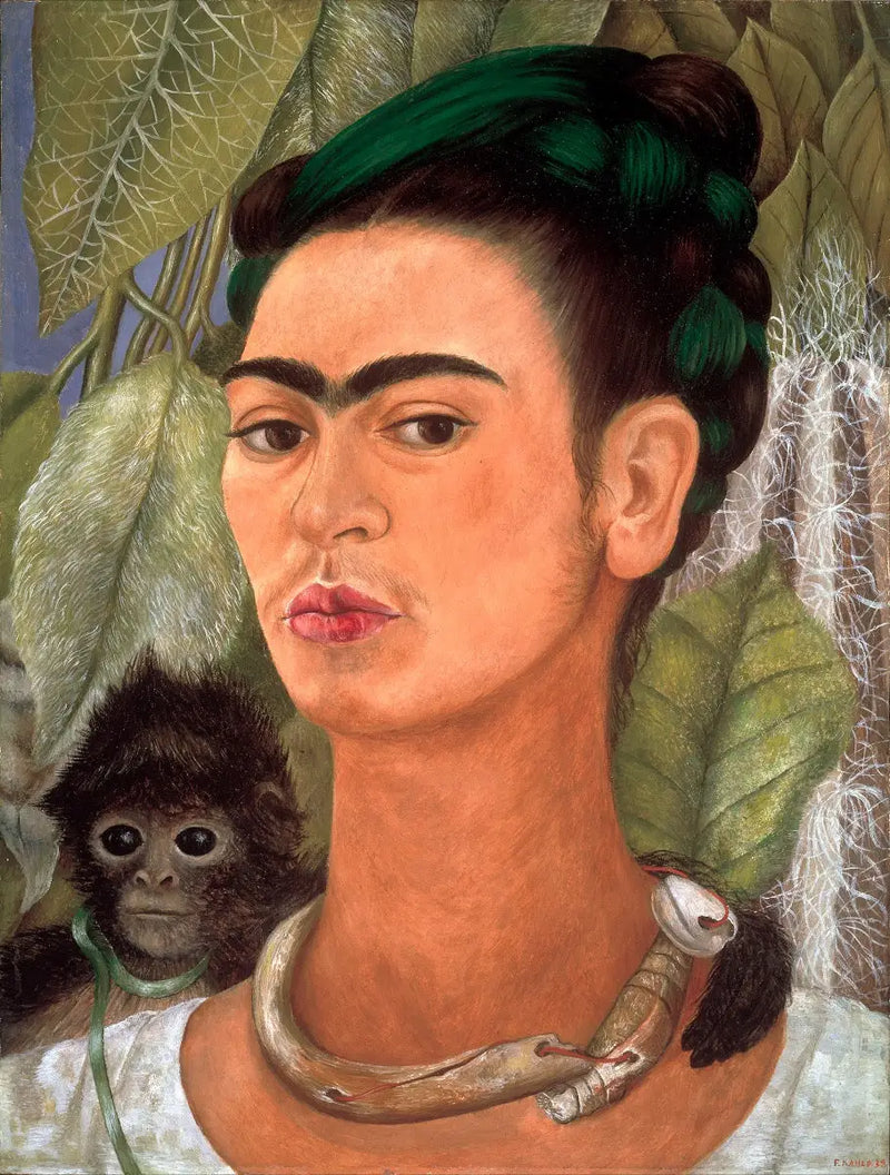 Itsepotretti apinan kanssa - Frida Kahlo