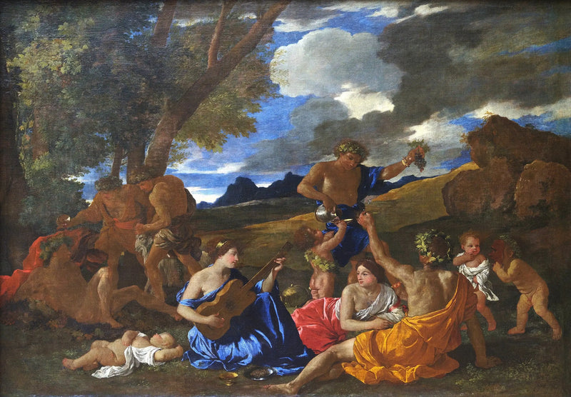 Bacchanale laulajan kitaransoittajan kanssa - Nicolas Poussin