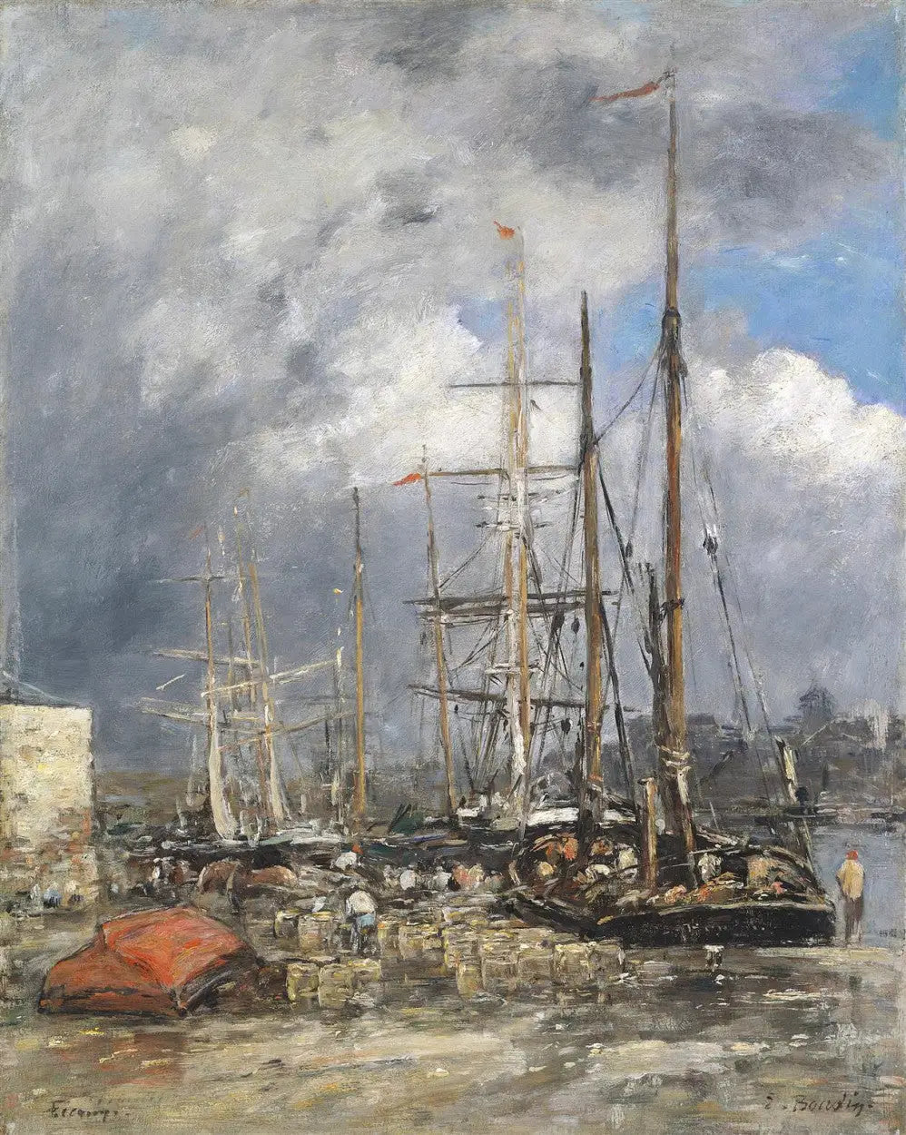 Reproduction du tableau « Bateaux de pêche à Fécamp - Eugène Boudin » par Alpha Reproduction en peinture à l’huile