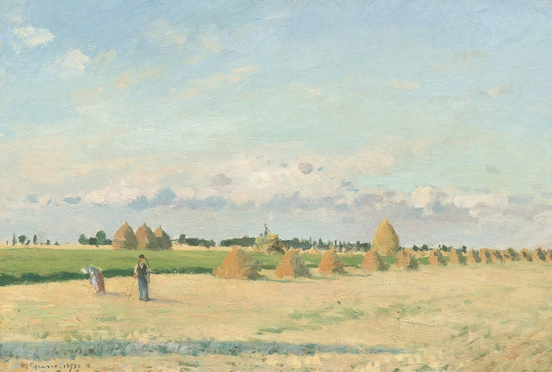 Avoimet pellot heinäkasoineen lähellä Pontoise - Camille Pissarro