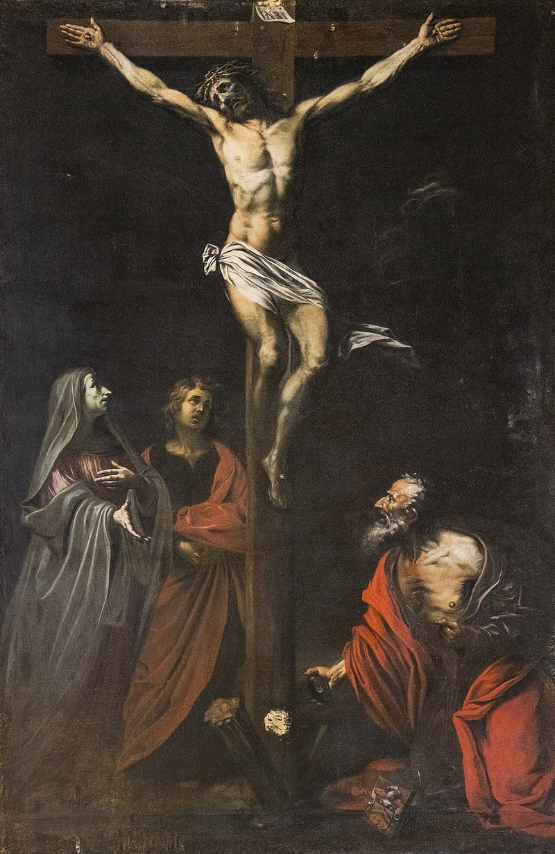 Ristiinnaulitseminen Marian, Pyhän Johanneksen ja Pyhän Jeronimen kanssa - Jusepe de Ribera