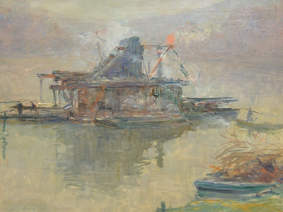 Drageur sur la Seine près de Rouen - Albert Lebourg