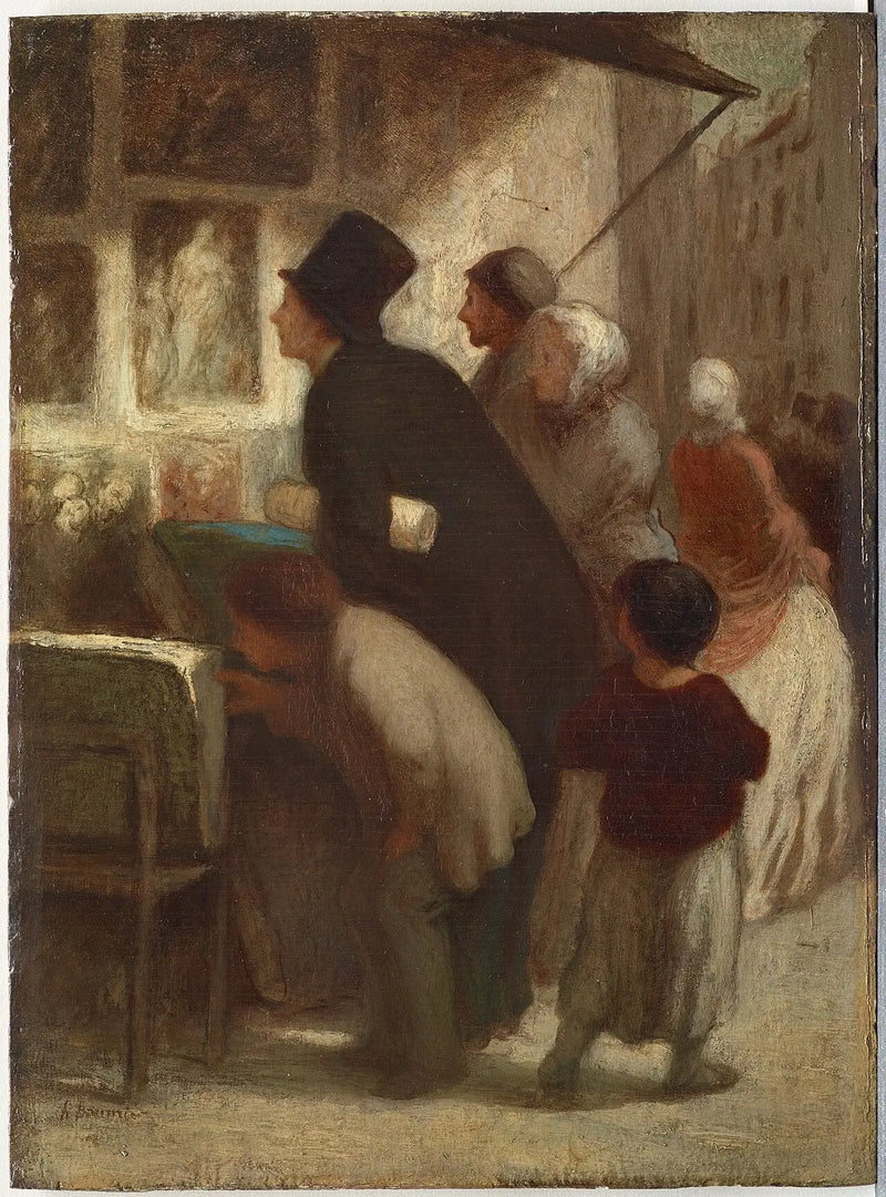 Poikkeuksellisesti painokuvien kauppiaan liikkeen ulkopuolella - Honoré Daumier