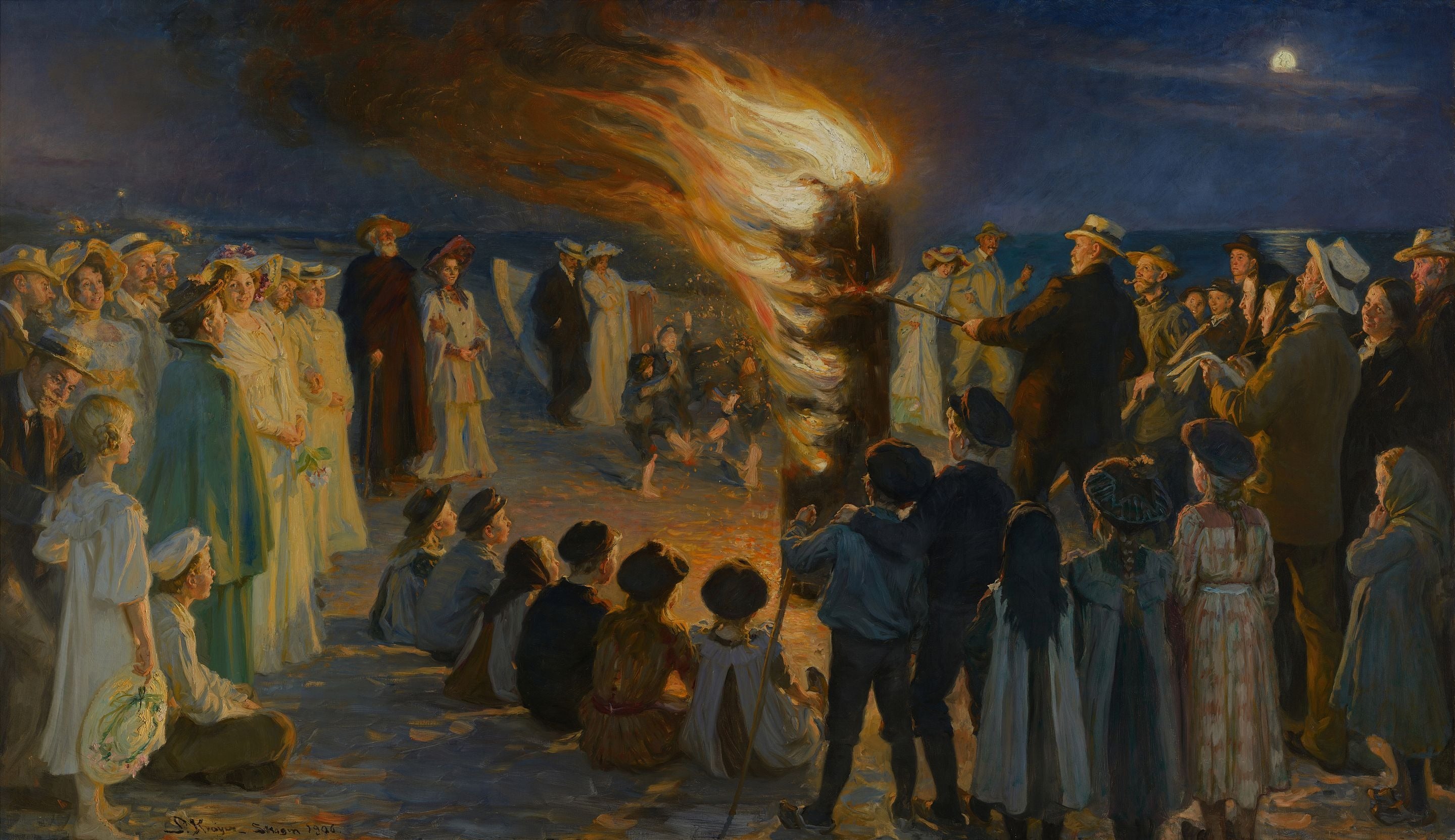 Juhannusyön nuotio Skagenin rannalla - Peder Severin Krøyer