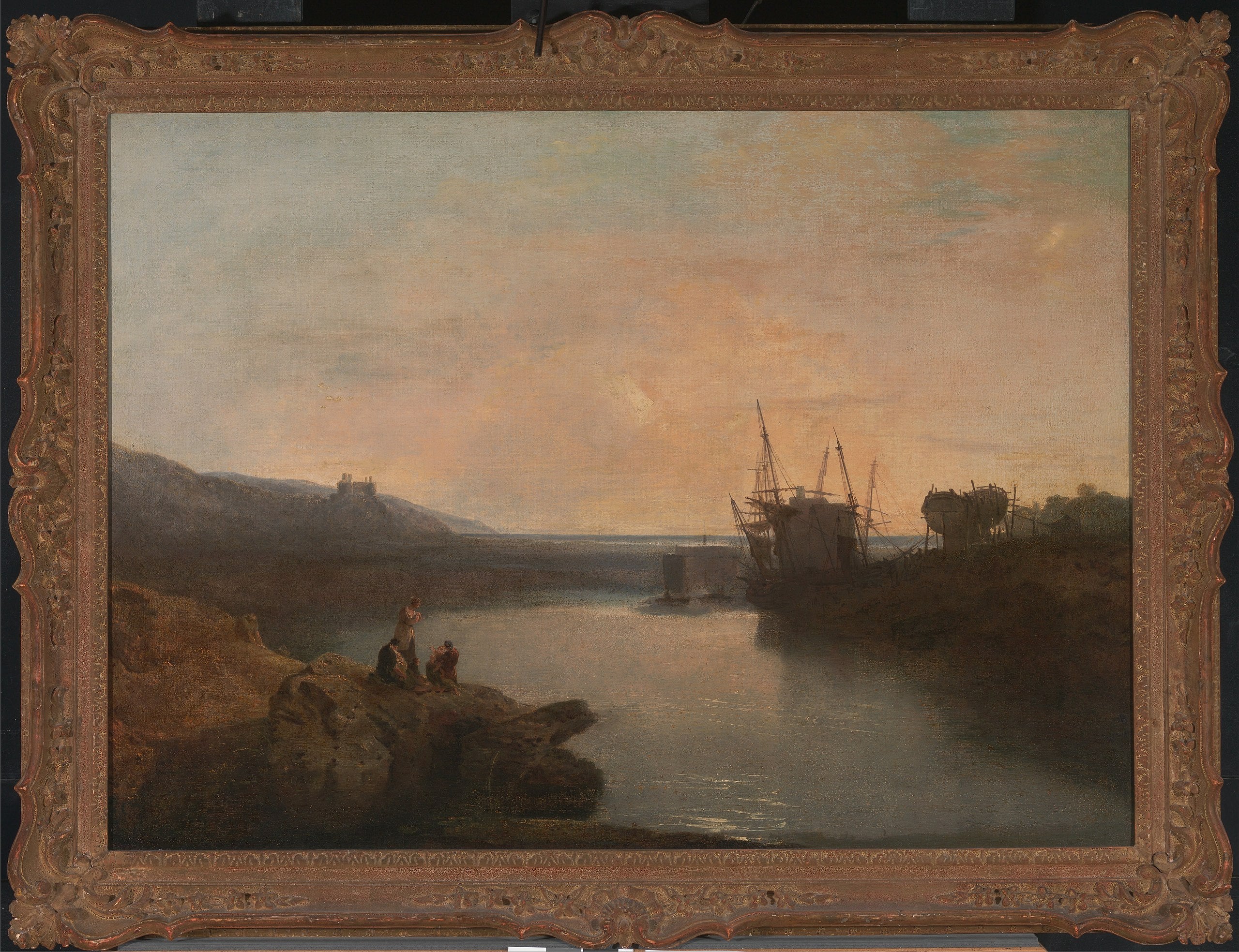 Harlechin linna, Tygwynin lauttapaikalta, kesäillan hämärä - J. M. W. Turner