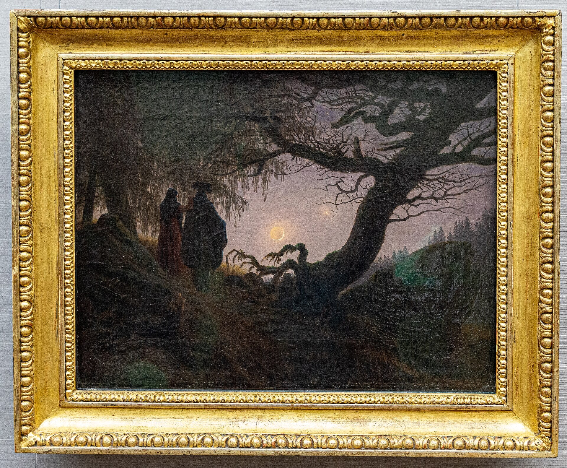Mies ja nainen ihailemassa kuuta - Caspar David Friedrich