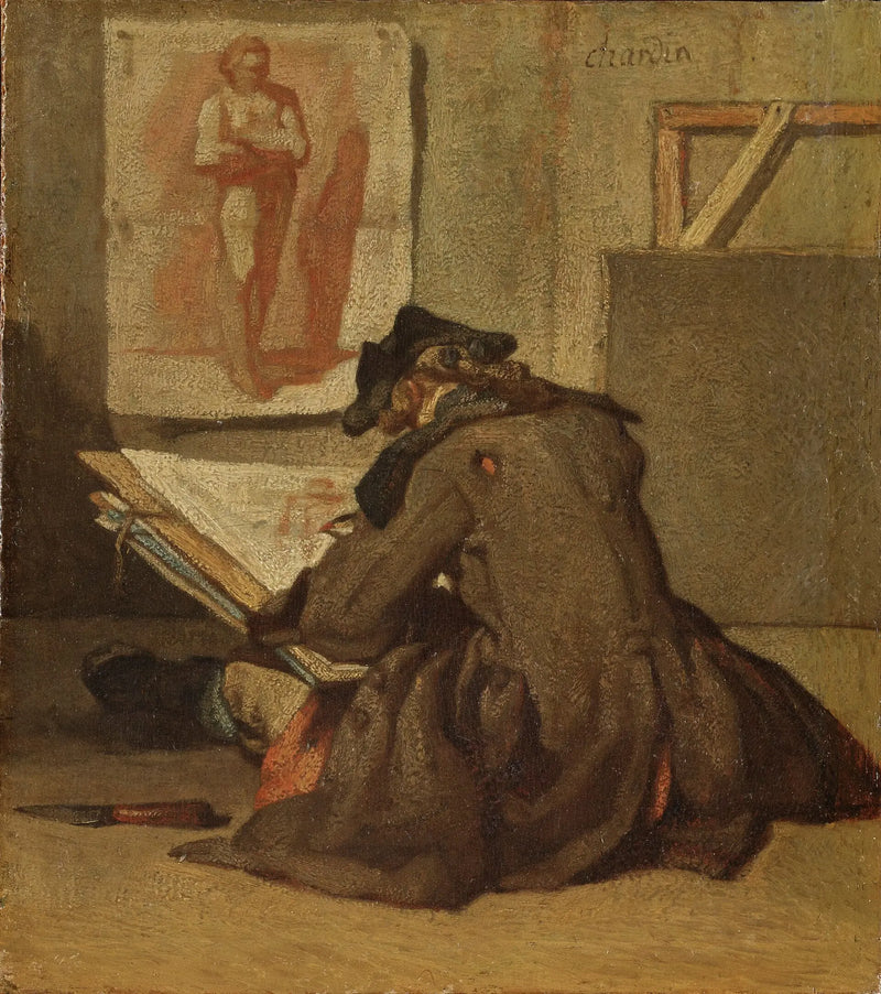 Nuori opiskelija piirtämässä - Jean Siméon Chardin